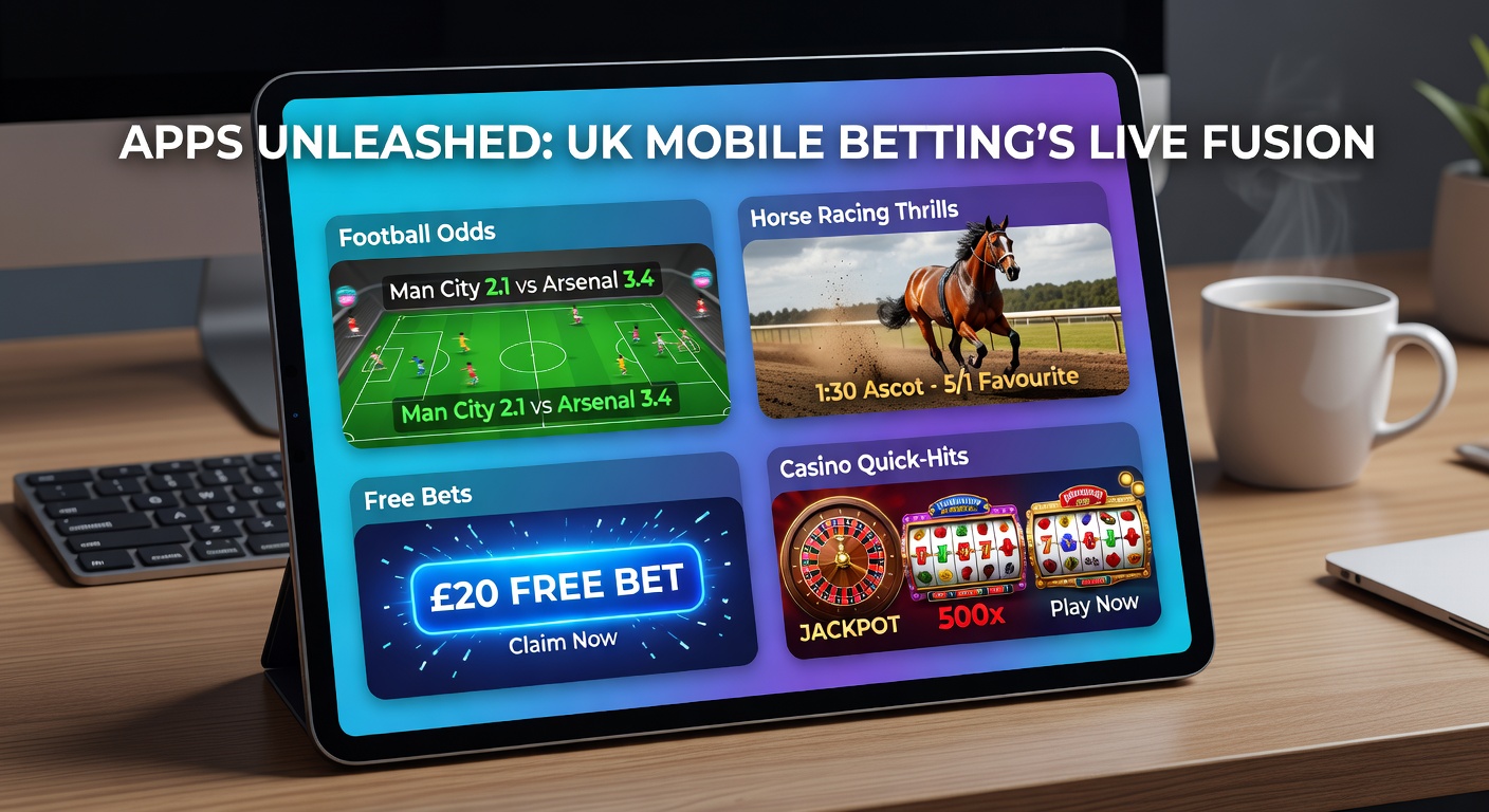 UK mobile betting app displaying live football odds alongside horse racing events and casino games on a smartphone screen