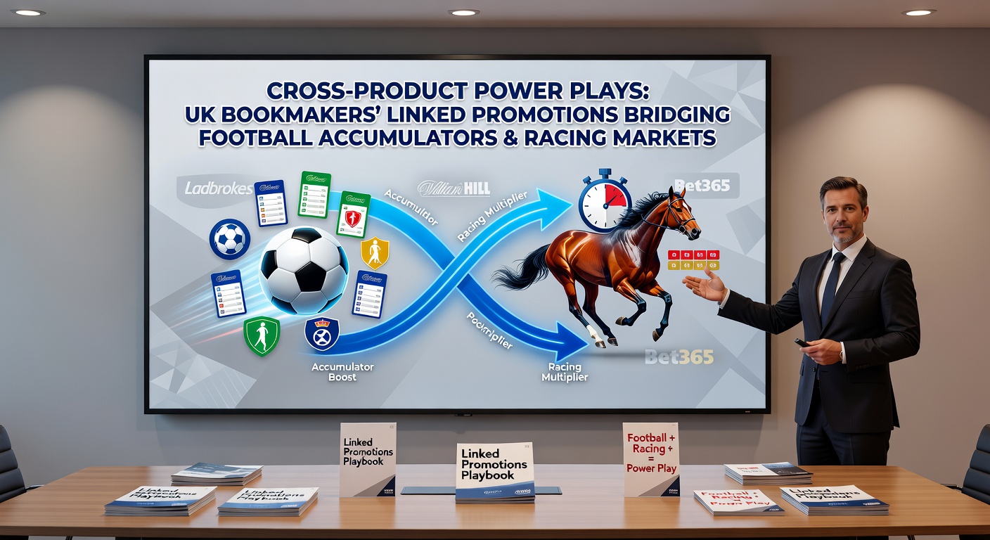 Dynamic graphic of a football accumulator bet transforming into a horse racing multiple and casino cash match bonus on a UK betting app interface