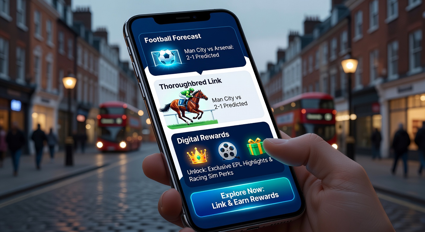Mobile betting interface showing seamless transfers between football, horse racing, and casino rewards on a British smartphone screen