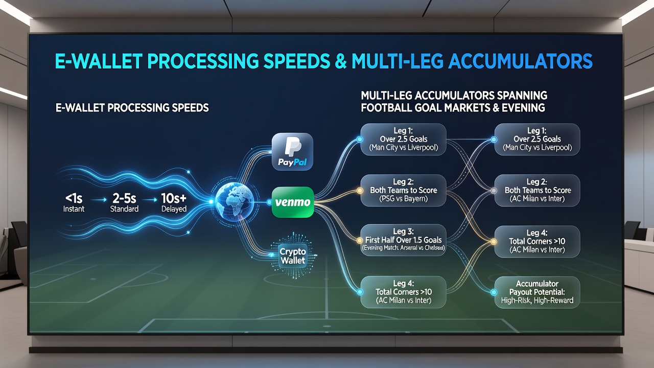 Diagram showing e-wallet flow between football accumulator legs and evening racing payout cycles