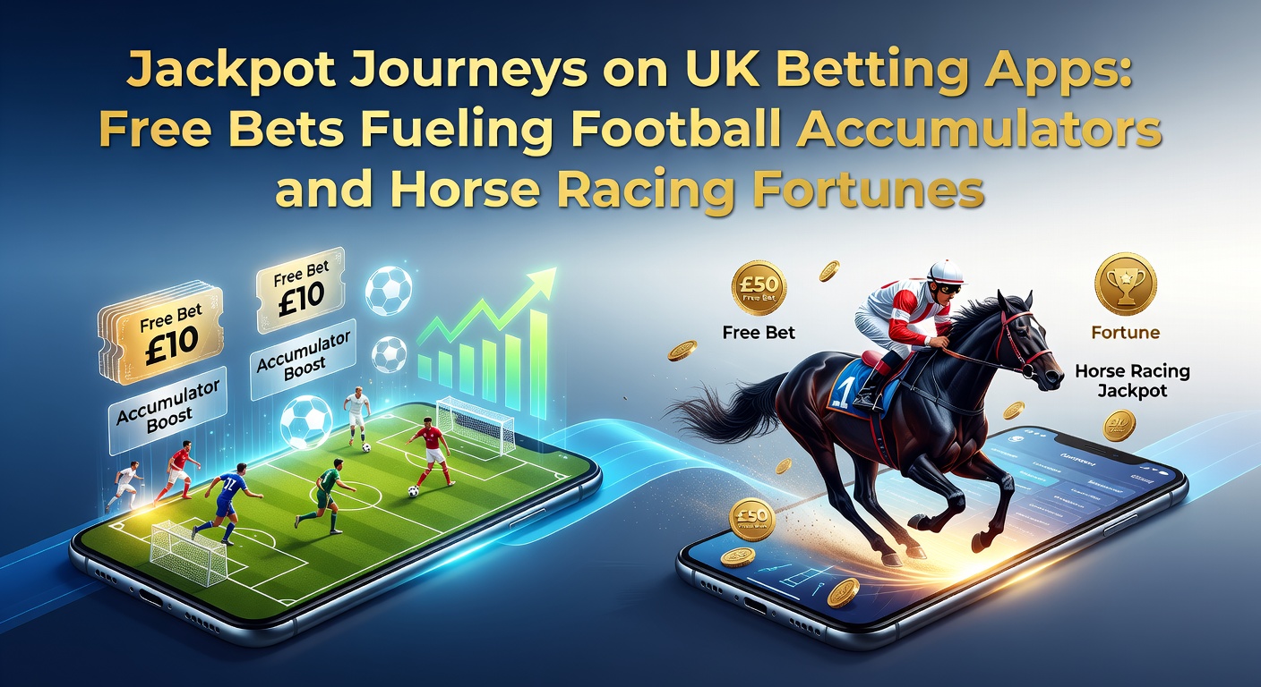 Mobile betting app screen showing a winning football accumulator bet boosted by a free bet, with jackpot notifications popping up alongside horse racing odds