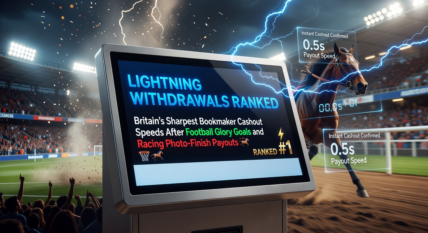 Infographic ranking top UK bookmakers by average withdrawal processing times, highlighting leaders in e-wallet and bank transfer speeds post major football and horse racing wins