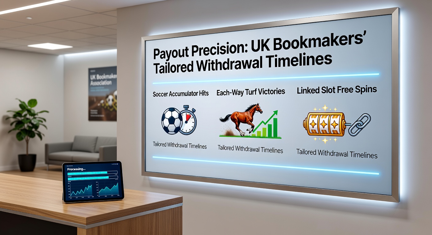 Digital graphic showing a stopwatch overlay on soccer balls, horse racing silks, and spinning slot reels, symbolizing precise payout timelines in UK betting