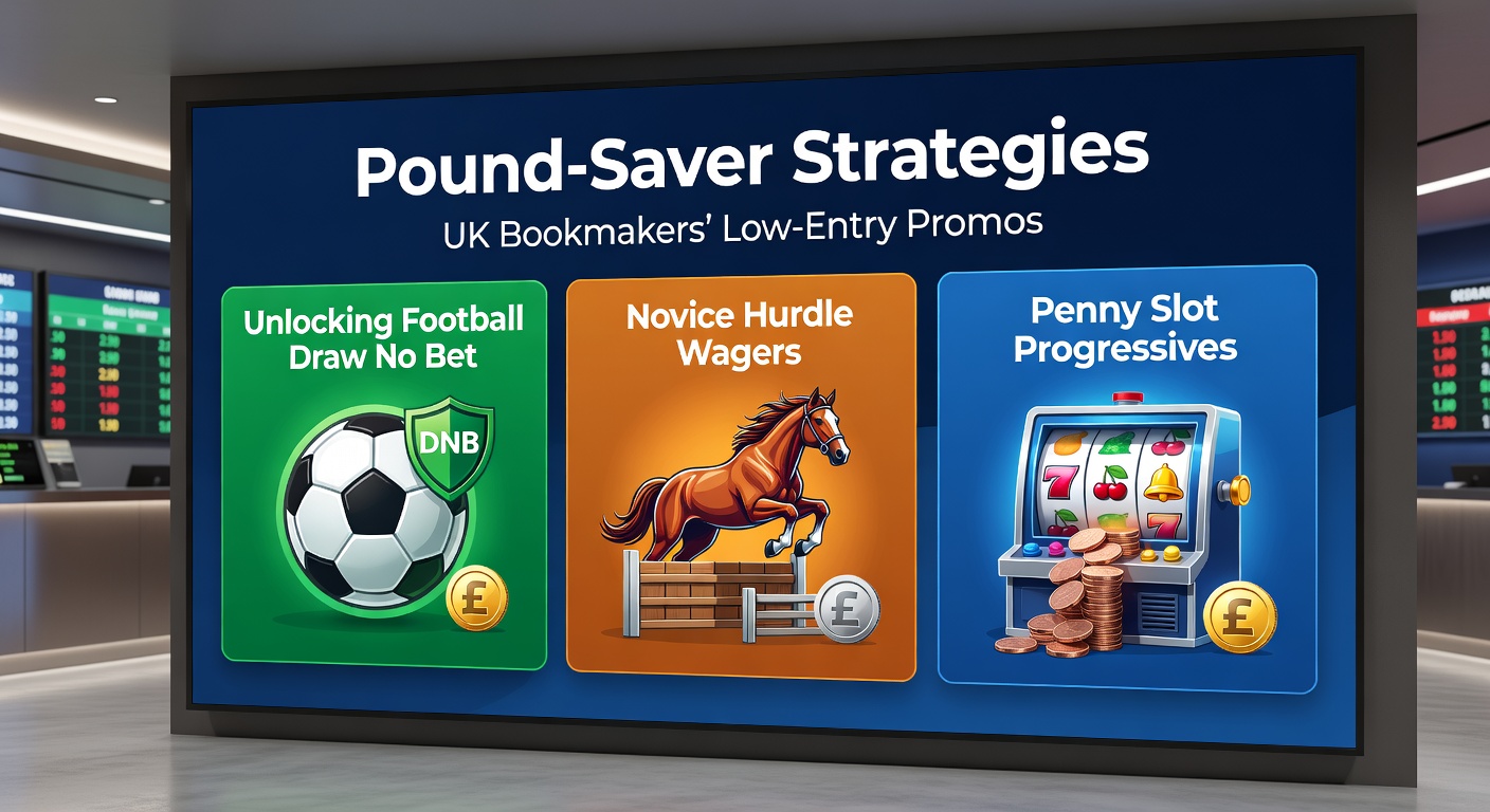 UK bookmaker app displaying low-stake promotions for football draw no bet markets alongside novice hurdle races and penny slot jackpots