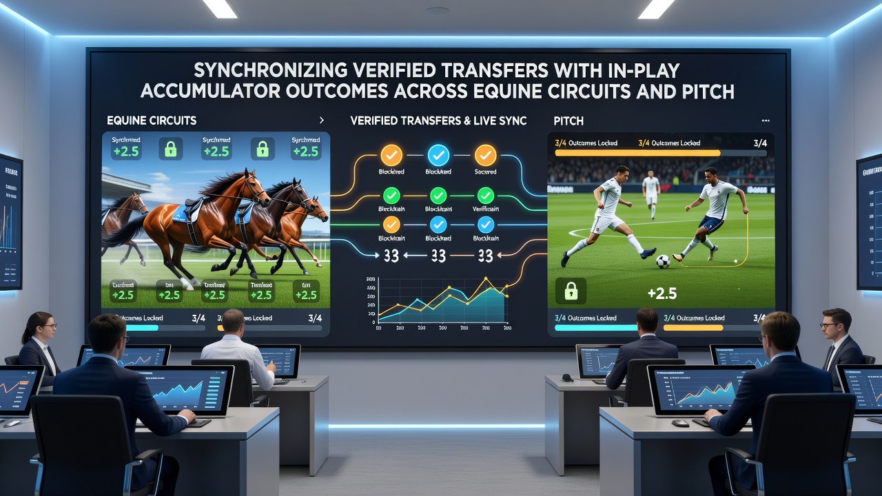 Data flow diagram showing verified transfers linked to live accumulator results across racing and soccer