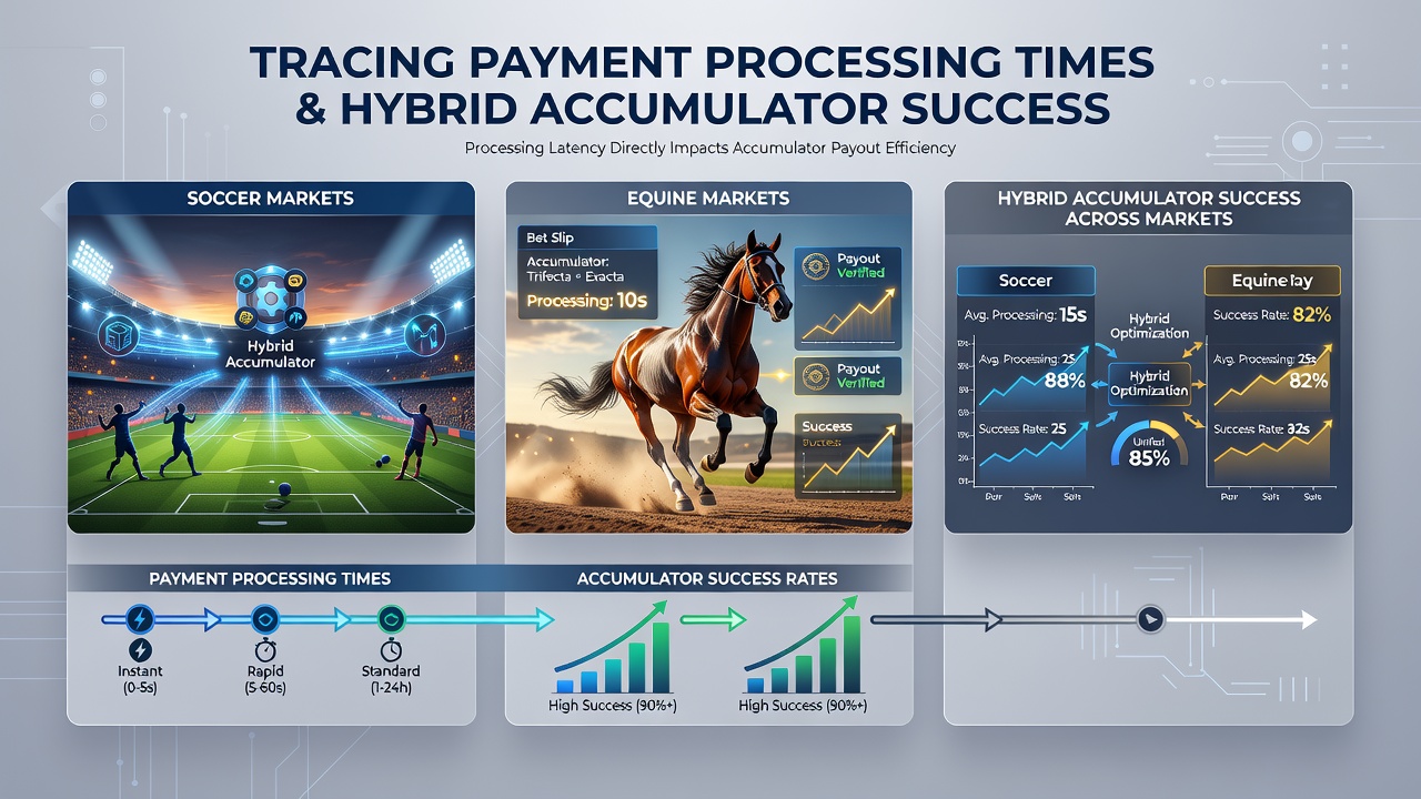 Infographic illustrating settlement time comparisons between soccer, horse racing, and slot accumulators