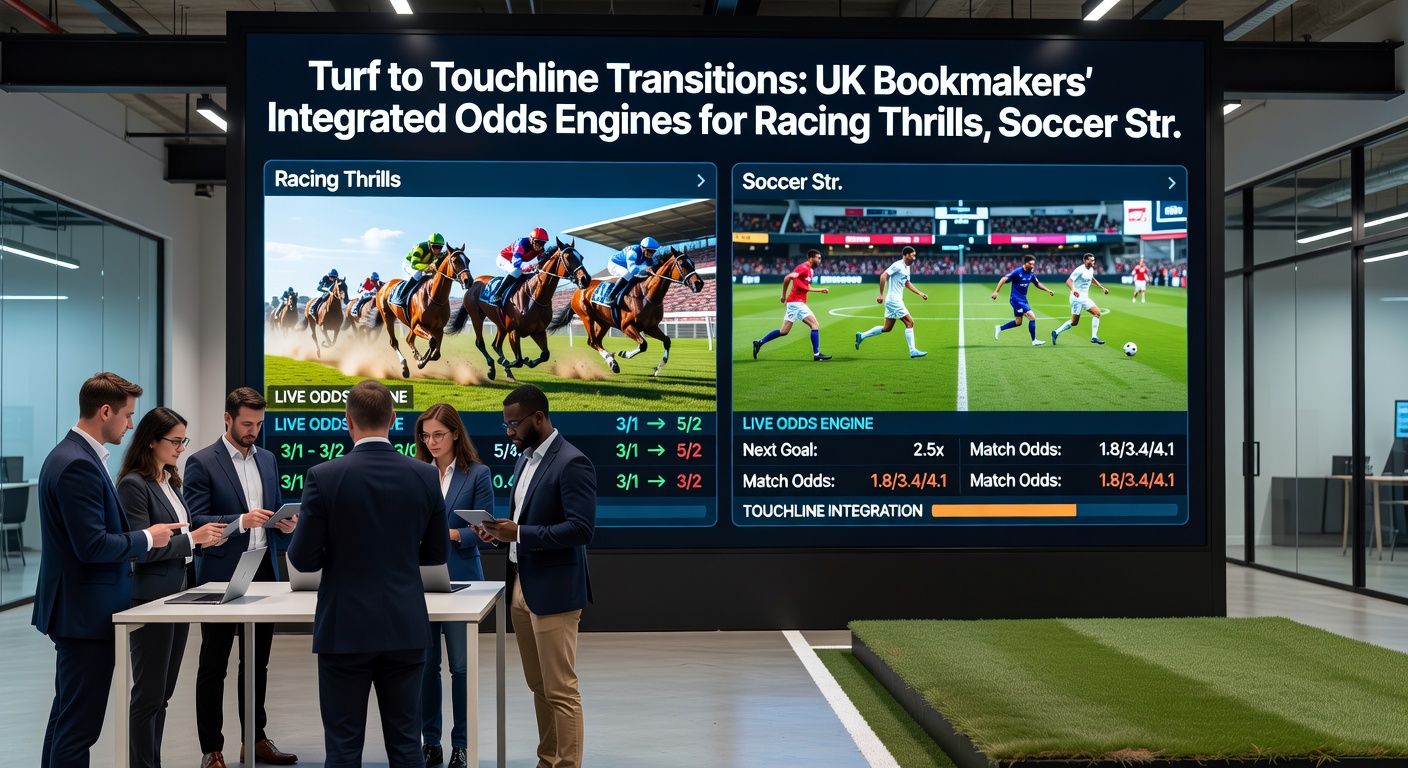 Dynamic interface showing seamless transition from live horse racing odds to soccer in-play strategies with bonus stack notifications